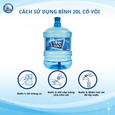 Nước khoáng Vĩnh Hảo 20L 3 Cách sử dụng Bình 20L có vòi