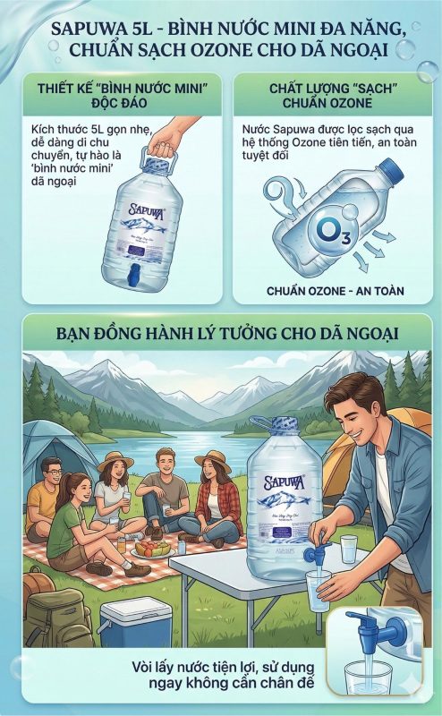 Thùng Nước Tinh Khiết Sapuwa 5L (Có Vòi) 1 Tại sao nên chọn Sapuwa 5L thay vì hãng khác