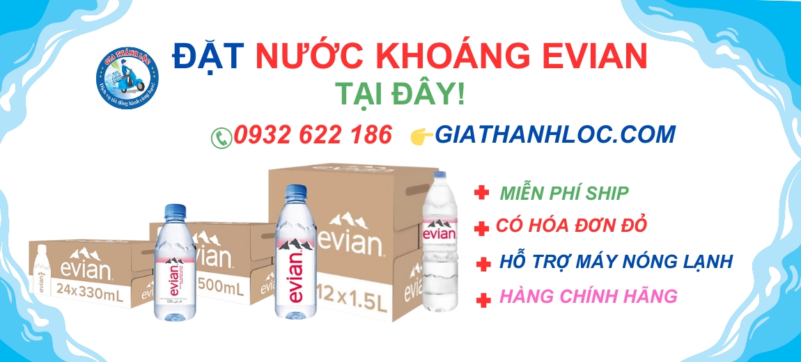 Đặt nước khoáng Evian tại đây