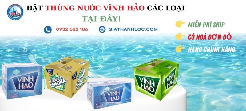 Thùng Nước Uống Đóng Chai (350ml – 500ml – 1.5L – 5L) 4 Thùng nước Vĩnh Hảo các loại tại Gia Thành Lộc