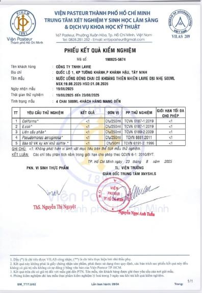 giấy kiểm nước khoáng lavie 500ml